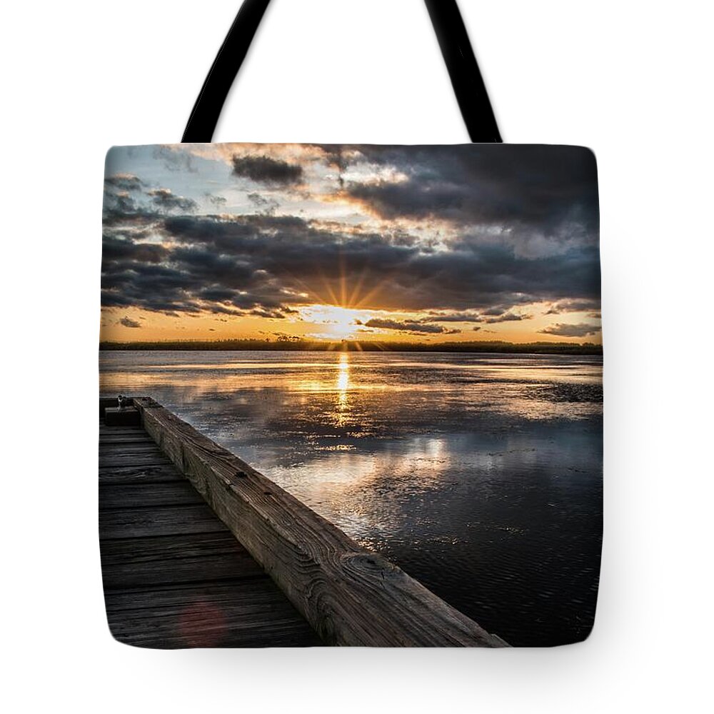 Sunset Tote Bag featuring the photograph Sunset at Back Bay 2 by Larkin's Balcony Photography