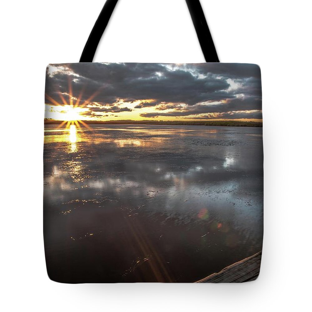 Sunset Tote Bag featuring the photograph Sunset at Back Bay 3 by Larkin's Balcony Photography