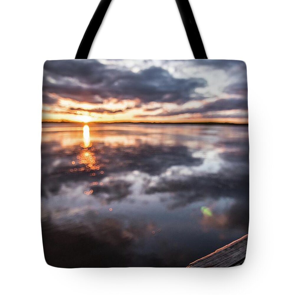 Sunset Tote Bag featuring the photograph Sunset at Back Bay 4 by Larkin's Balcony Photography