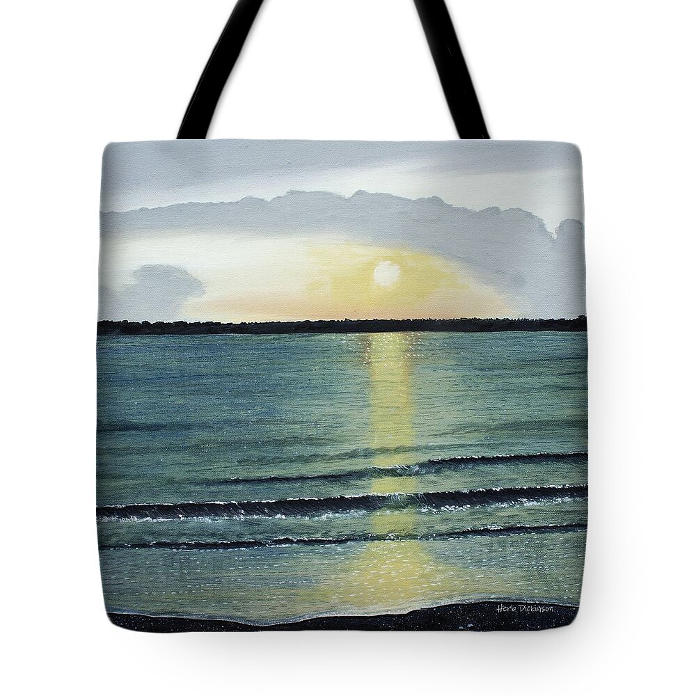 Contemporary Tote Bag featuring the painting Sunset at Hilton Head by Herb Dickinson
