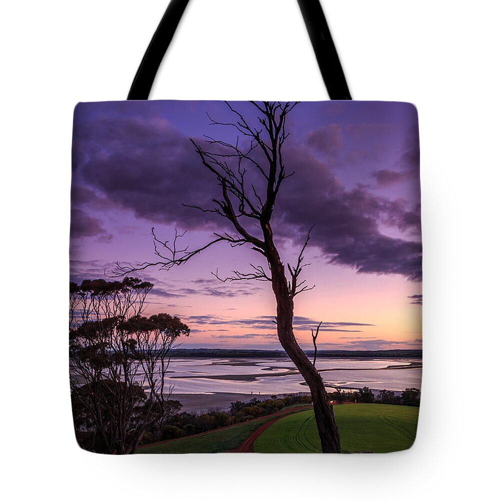 Lake Tote Bag featuring the photograph Sunset at Lake Dumbleyung by Robert Caddy