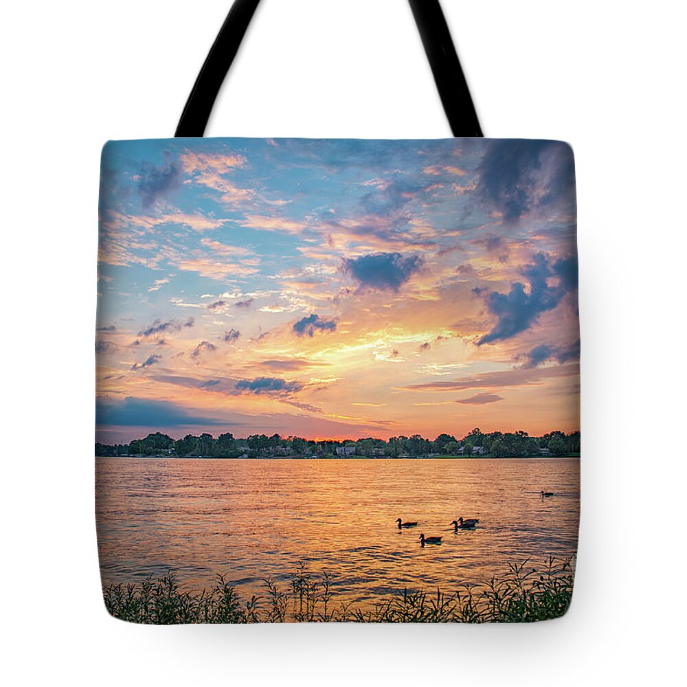 Morse Lake Tote Bag featuring the photograph Sunset at Morse Lake by Sophie Doell