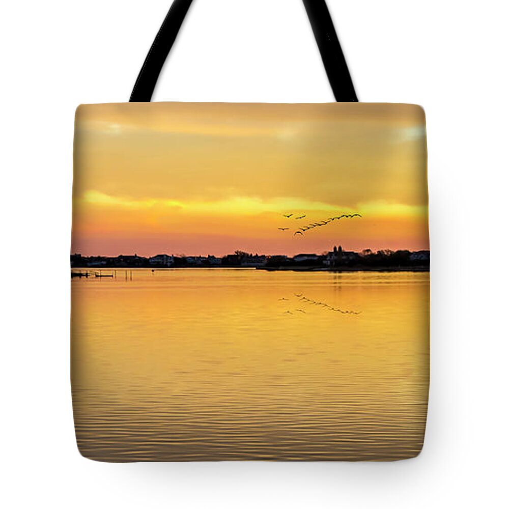 Sunset Tote Bag featuring the photograph Sunset At Quogue Long Island by Cathy Kovarik