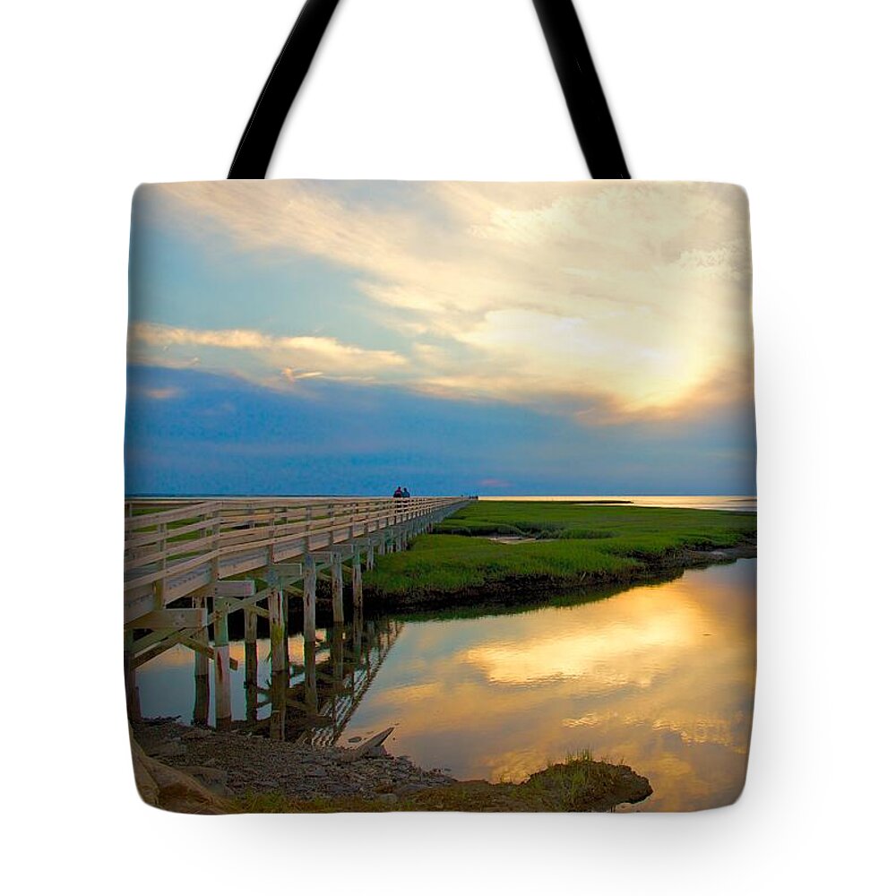 Cape Cod Tote Bag featuring the photograph Sunset at the Boardwalk by Amazing Jules