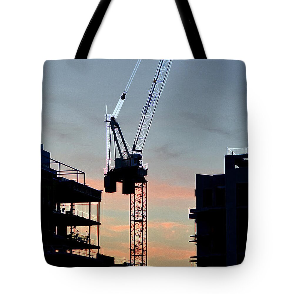 Abstract Tote Bag featuring the photograph Sunset At The Construction Site 3 by Lyle Crump