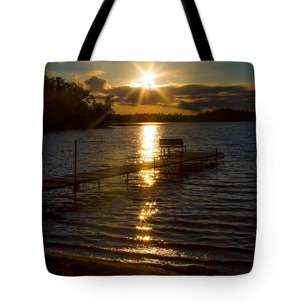 Bonnie Follett Tote Bag featuring the photograph Sunset at the Lake by Bonnie Follett