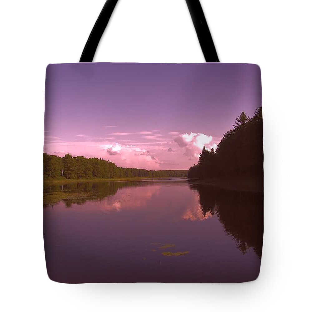 Sunset At The Lake Tote Bag featuring the photograph Sunset At The Lake by Debra   Vatalaro