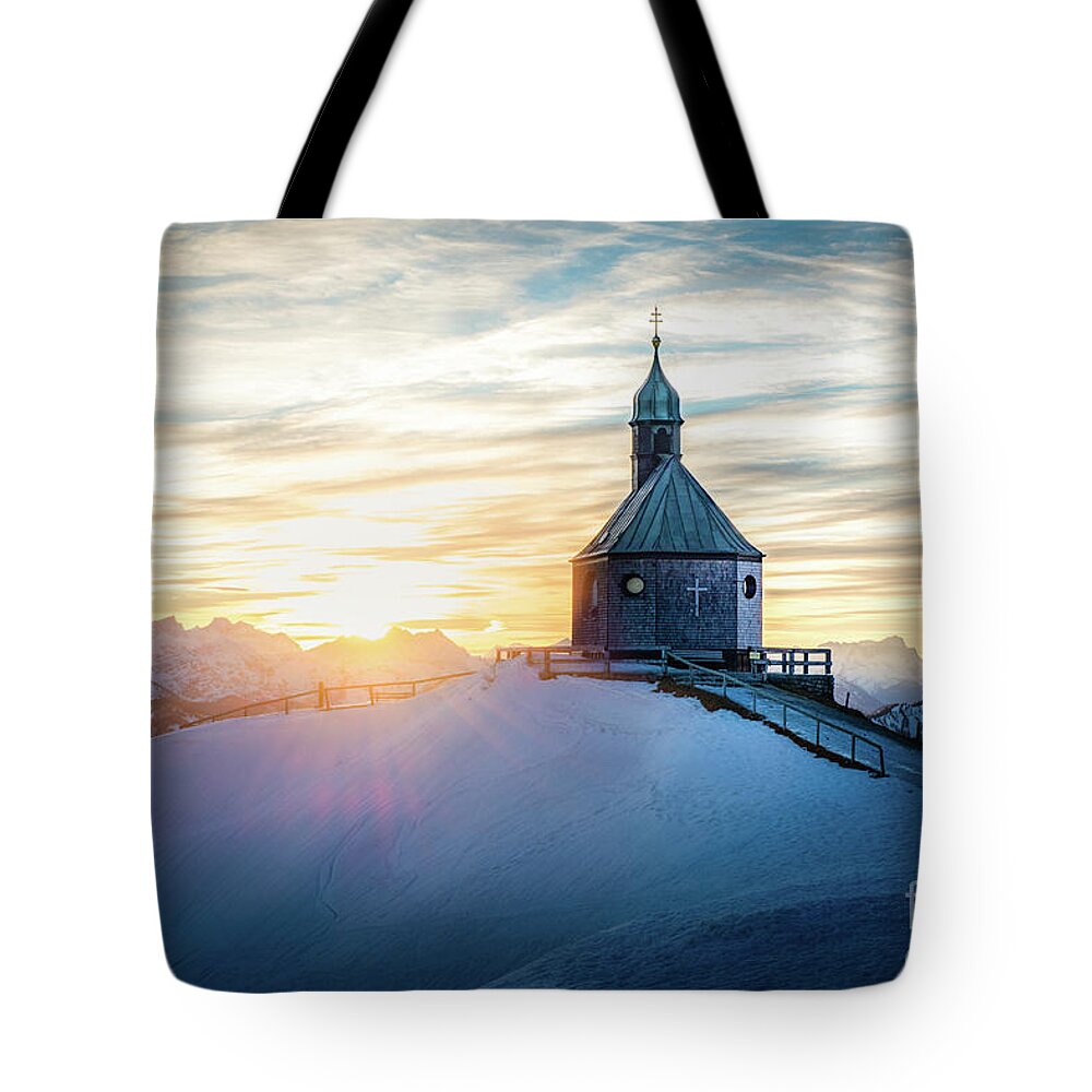 Wallberg Tote Bag featuring the photograph Sunset At The Top by Hannes Cmarits