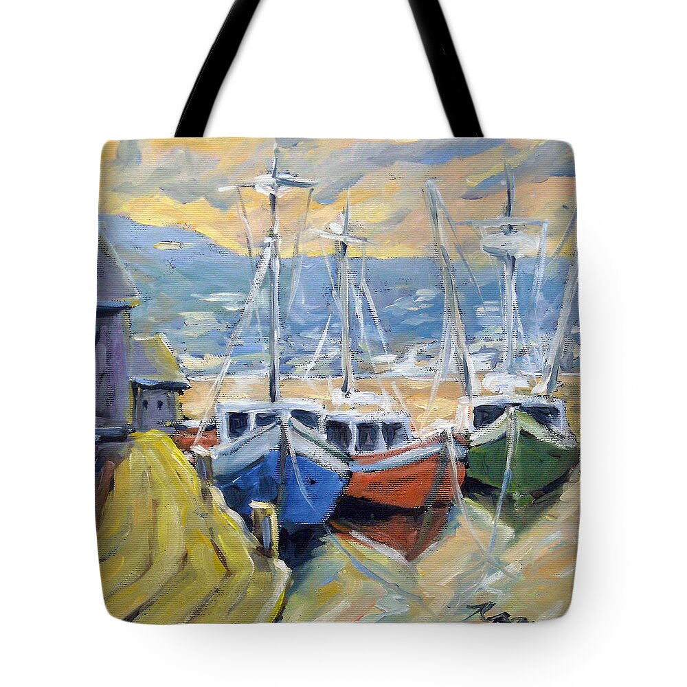 Sea Tote Bag featuring the painting Sunset Bay by Richard T Pranke