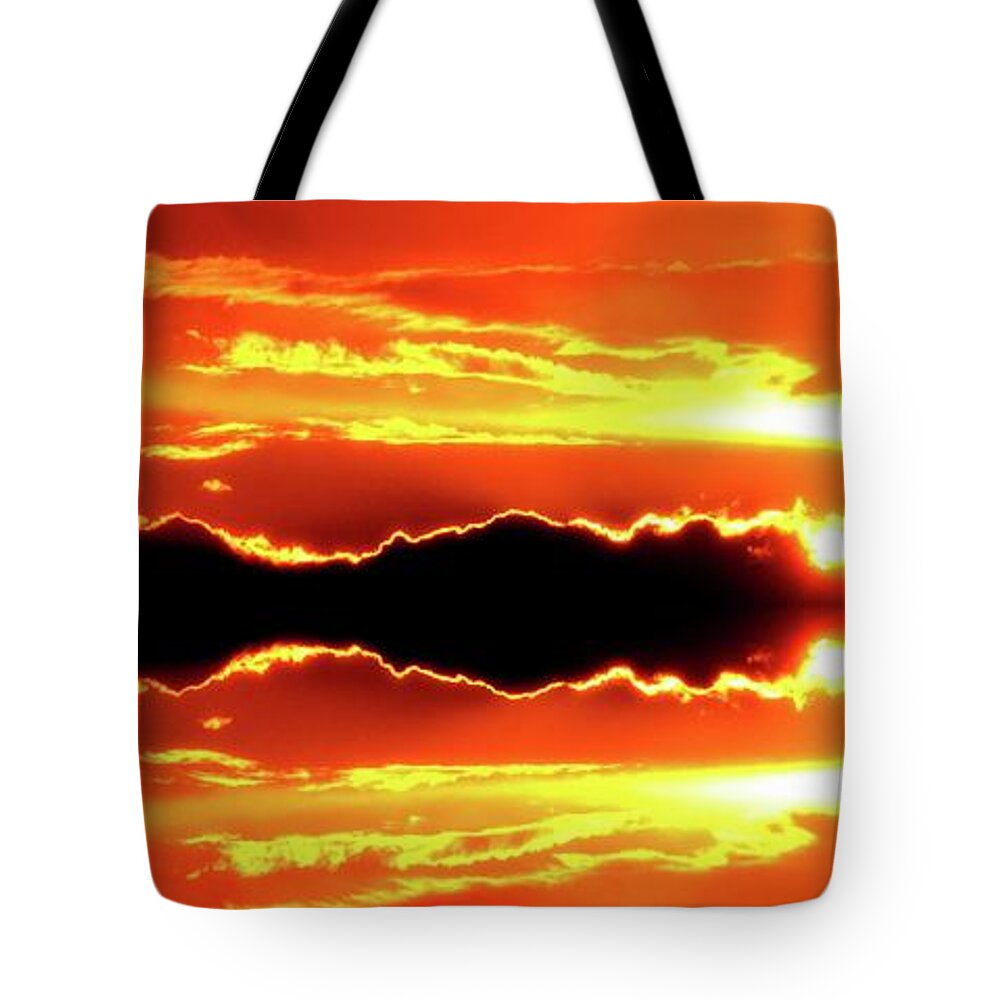 Abstract Tote Bag featuring the digital art Sunset Behind The Clouds Four by Lyle Crump