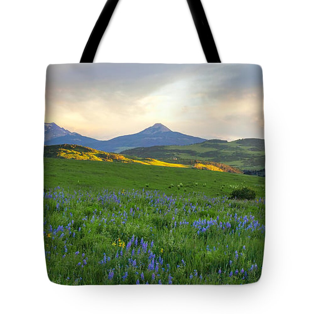 Colorado Tote Bag featuring the photograph Sunset Below the Peaks by Rick Wicker