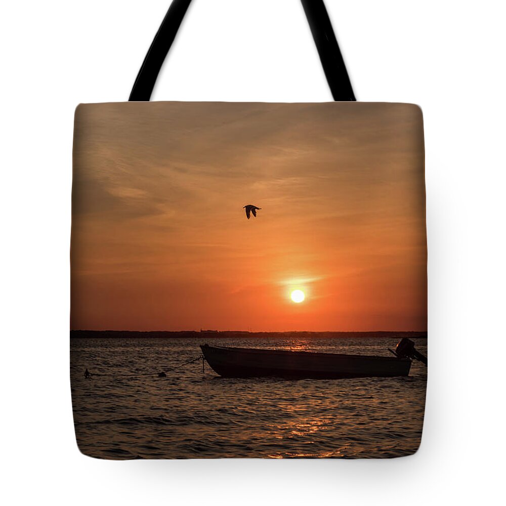 Sunset Boat Lavallette Nj Tote Bag featuring the photograph Sunset Boat Lavallette NJ by Terry DeLuco