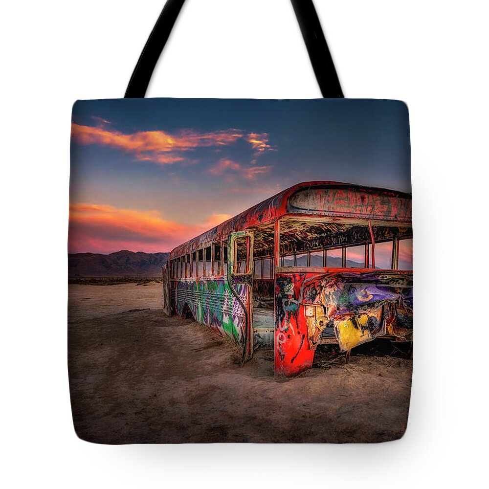 Sunset Tote Bag featuring the photograph Sunset Bus Tour by Michael Ash