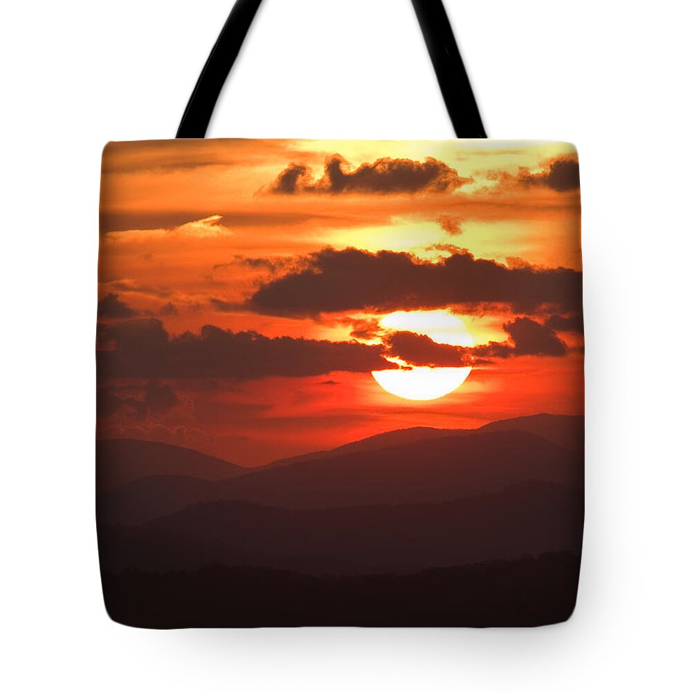 Sun Tote Bag featuring the photograph Sunset from the Blue Ridge Parkway by John Harmon