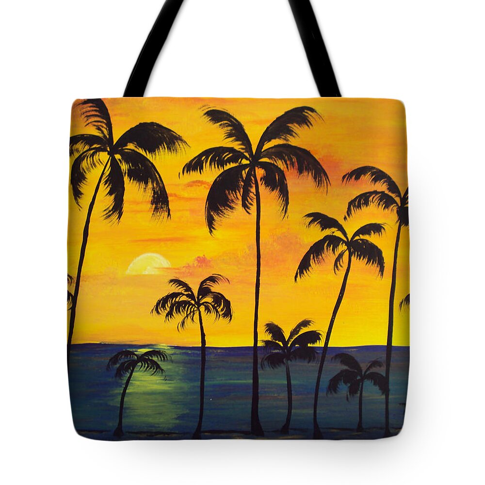 Sunset Tote Bag featuring the painting Sunset by Gloria E Barreto-Rodriguez
