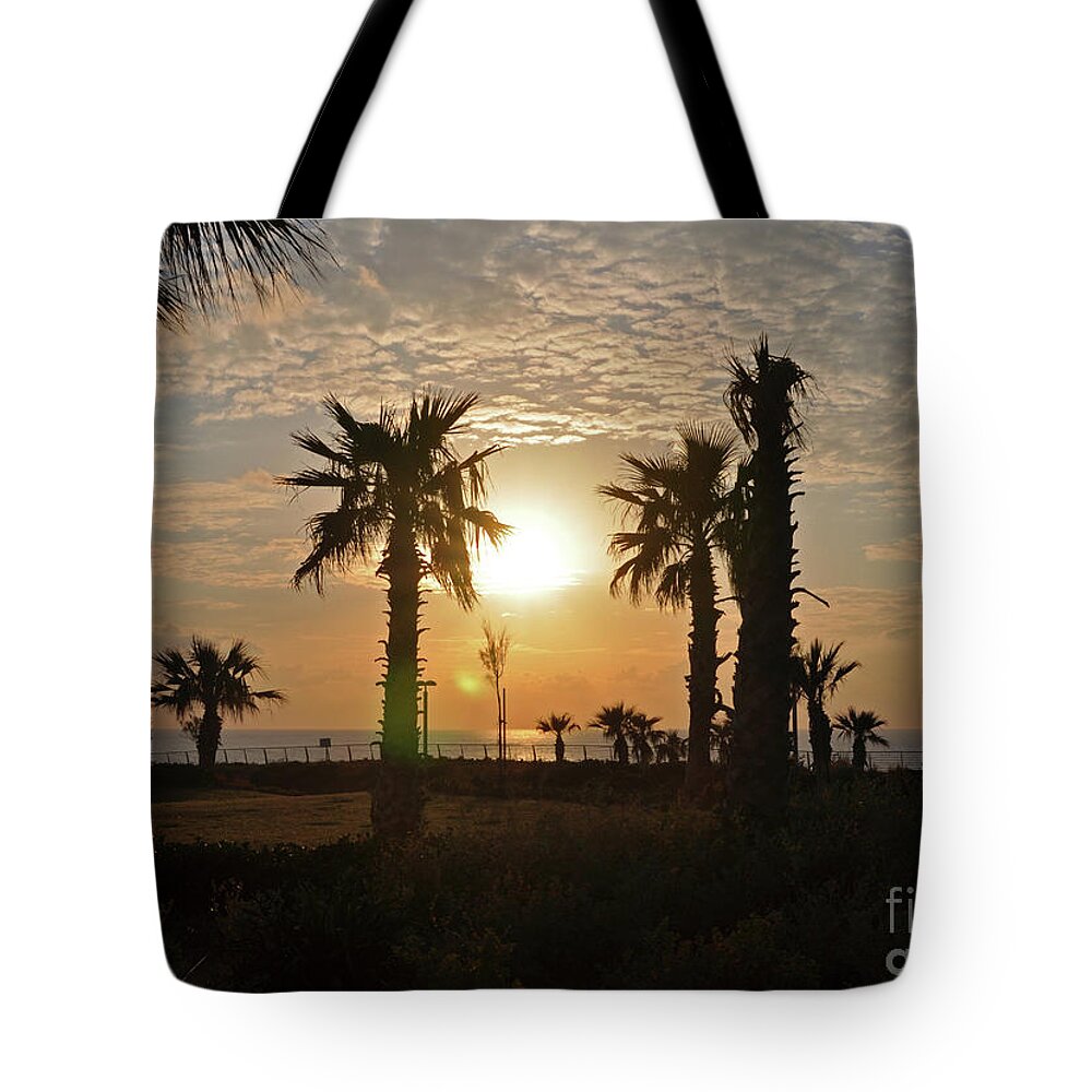Sunset Tote Bag featuring the photograph Sunset In Netanya 3 by Lydia Holly