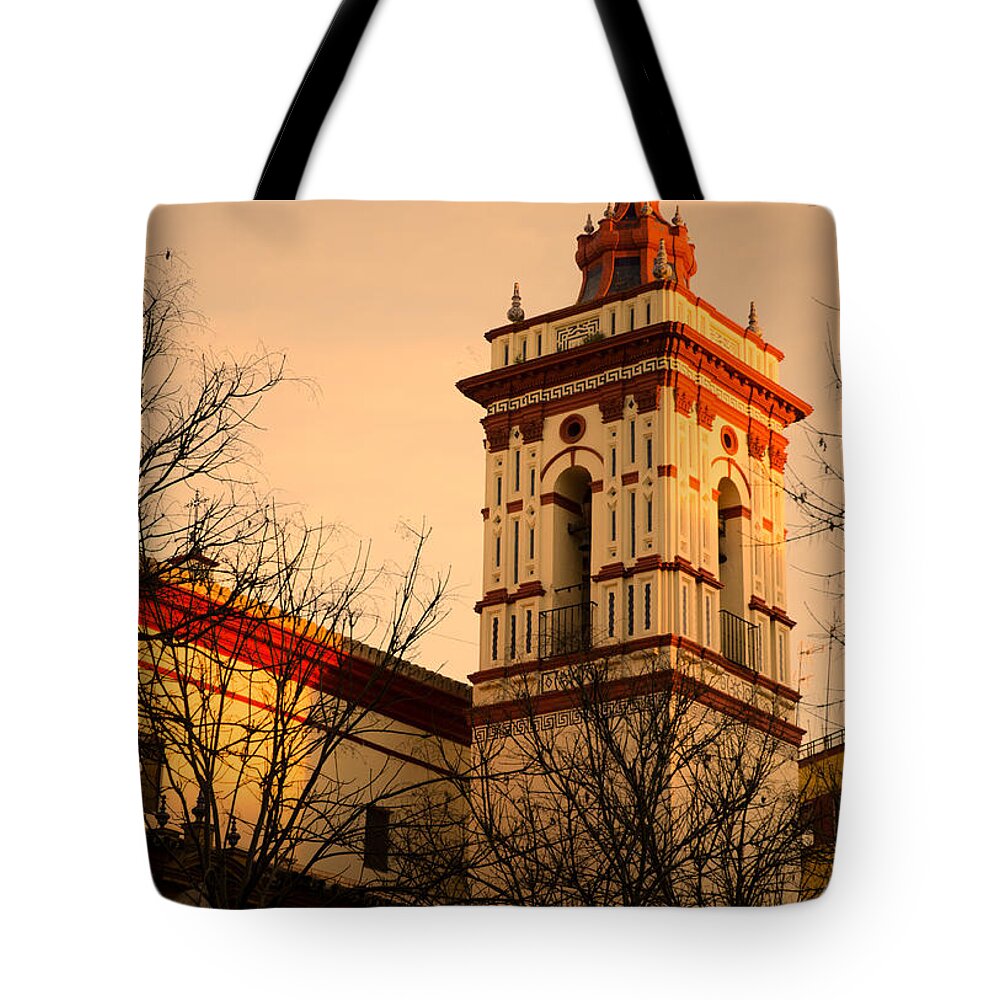 Iglesia Tote Bag featuring the photograph Sunset in Seville - San Roque by AM FineArtPrints