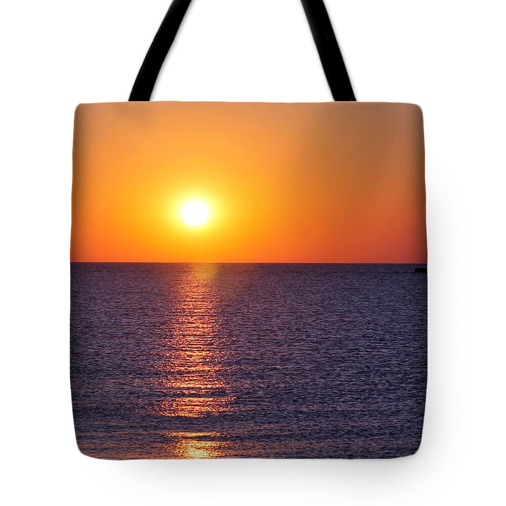 Lighthouse Tote Bag featuring the photograph Sunset on Lake Michigan by Bruce Patrick Smith