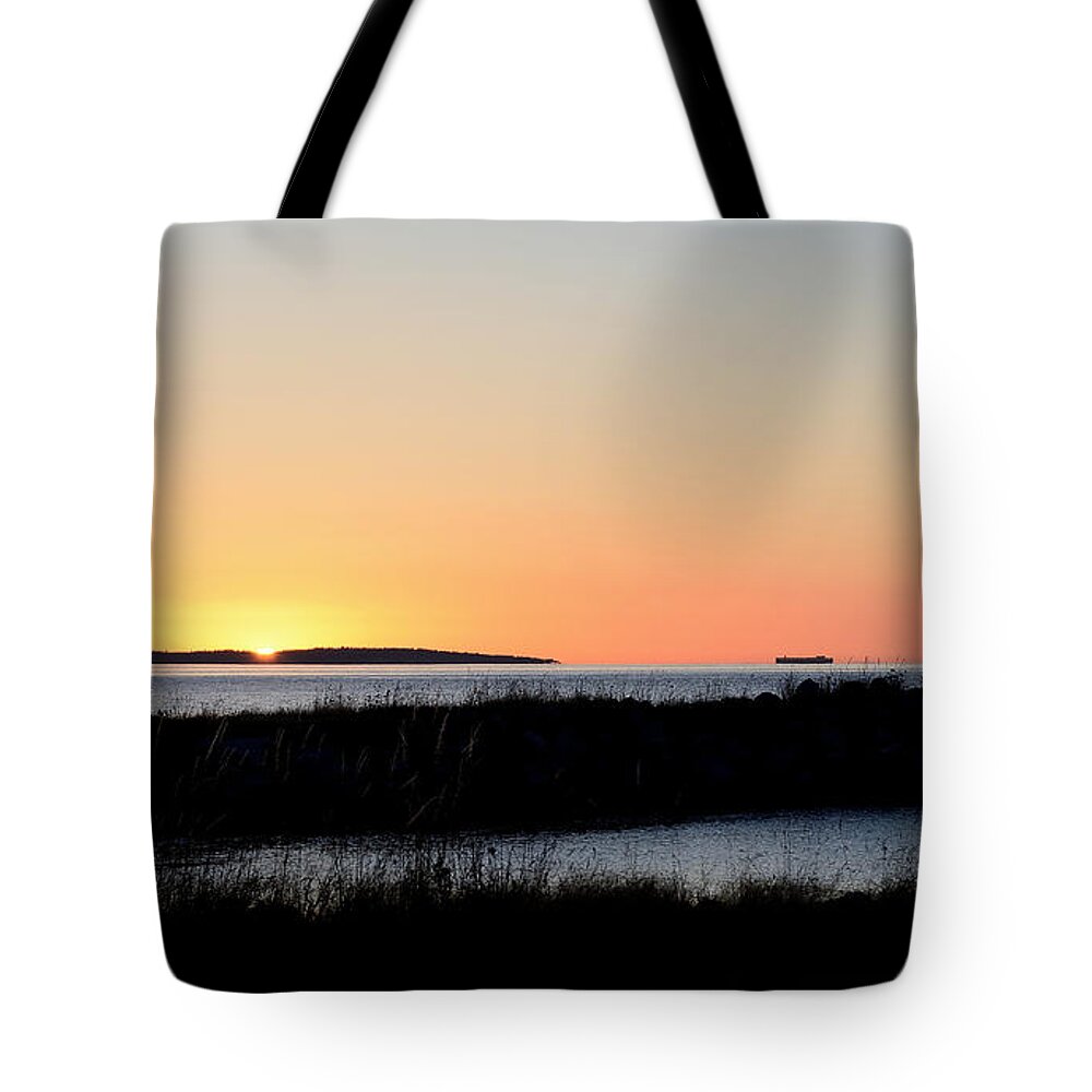 Sunset Orcas Island Tote Bag featuring the photograph Sunset on Orcas Island by Debra Sabeck