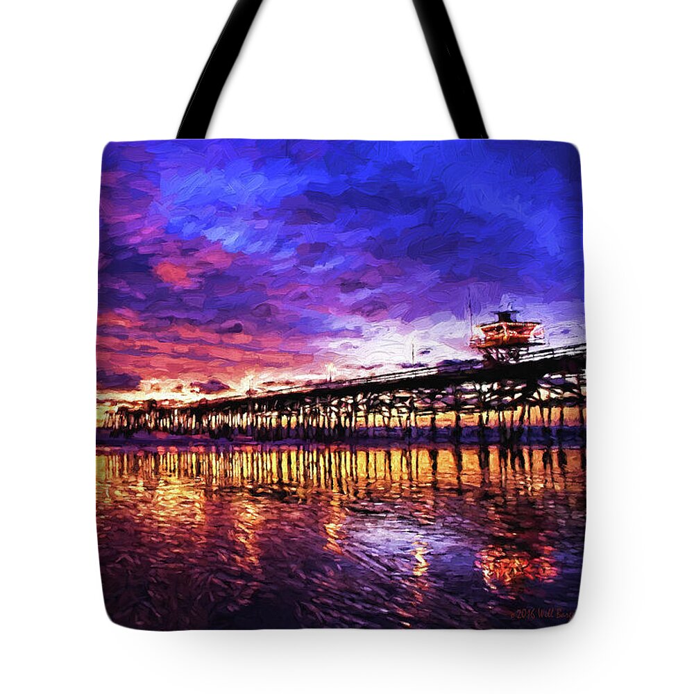 Sunset Tote Bag featuring the painting Sunset On San Clemente, Nbr 1C by Will Barger