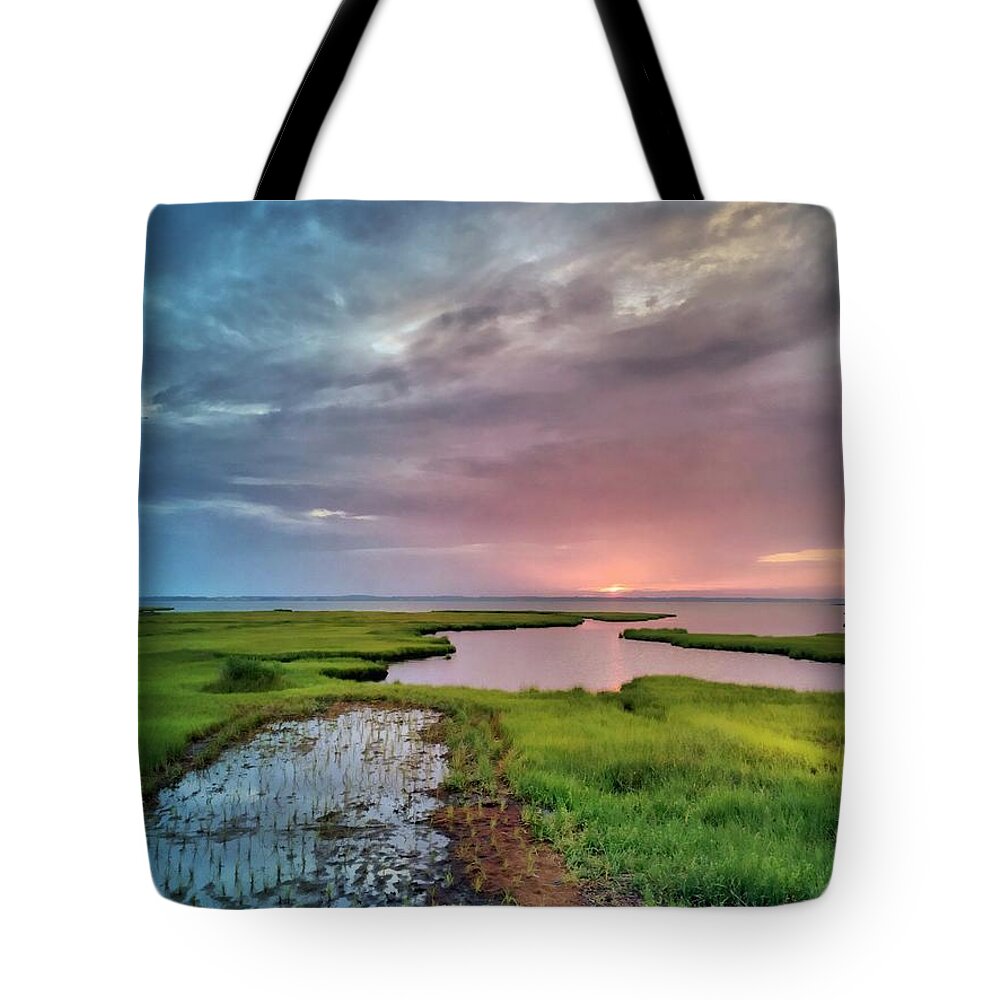 Sunset Tote Bag featuring the photograph Sunset on the Bay by Chris Montcalmo