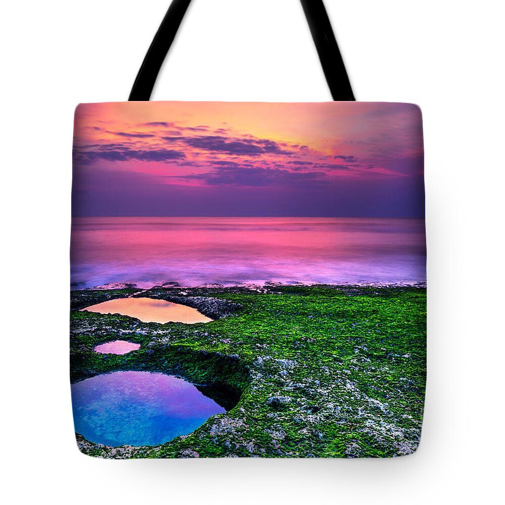 Asia Tote Bag featuring the photograph Sunset on the beach in Bali by Anna Om