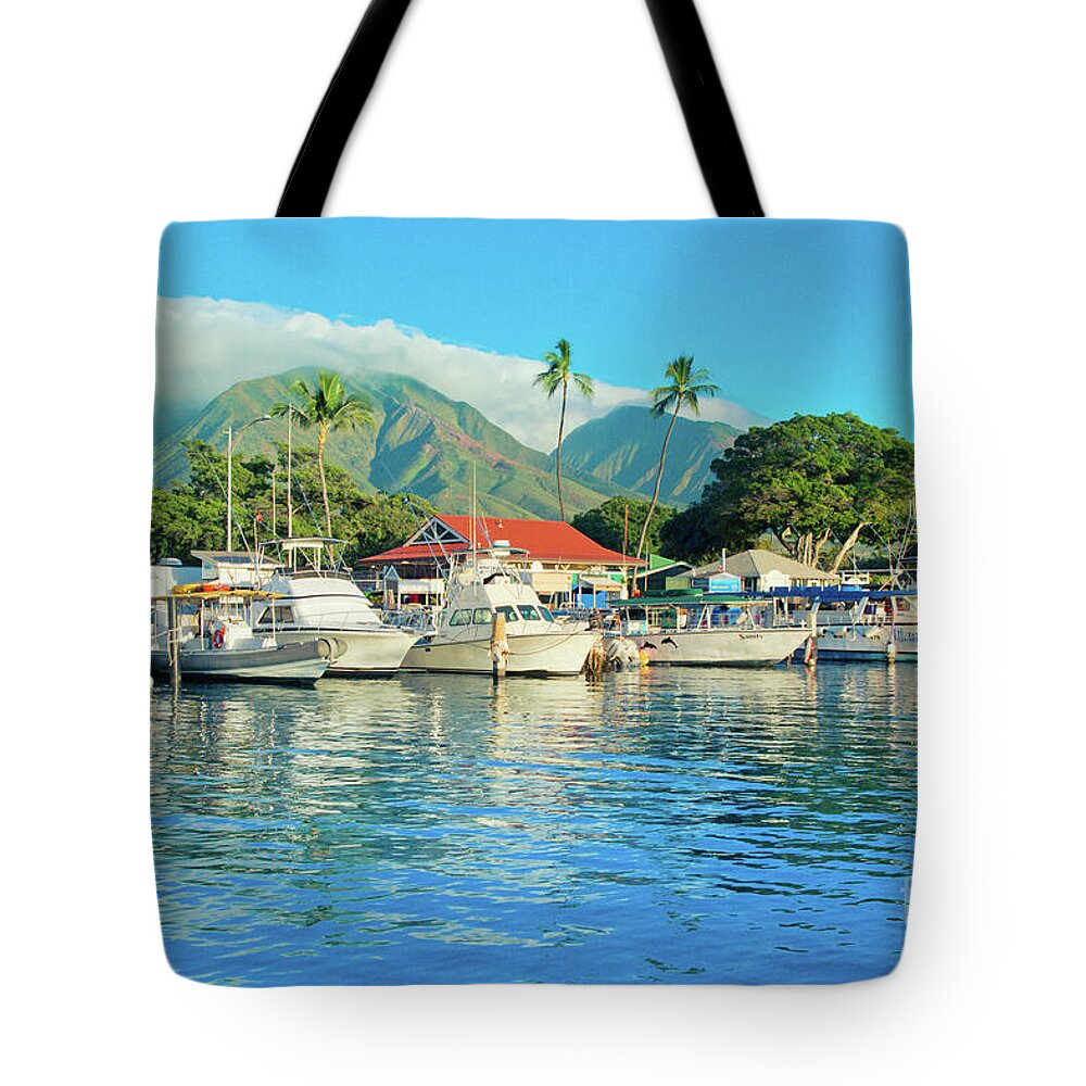 Lahaina Harbour Tote Bag featuring the photograph Sunset on the Marina Lahaina Harbour Maui Hawaii by Sharon Mau