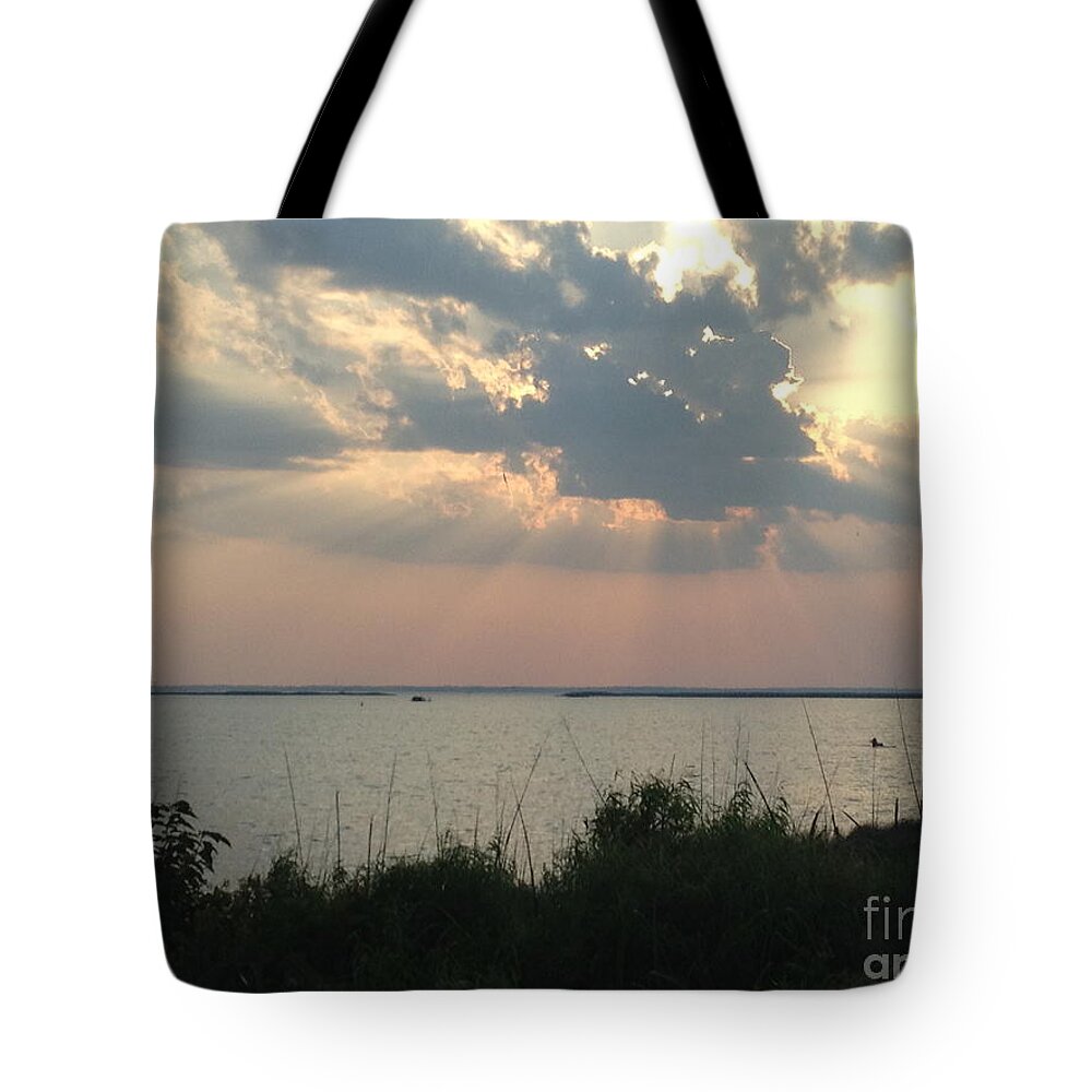 Landscape Tote Bag featuring the photograph Sunset on the Outer Banks by Glenda Zuckerman