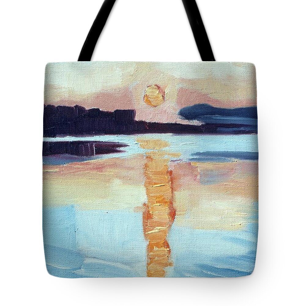 Seascape Tote Bag featuring the painting Sunset On Vancouver Island by Laara WilliamSen