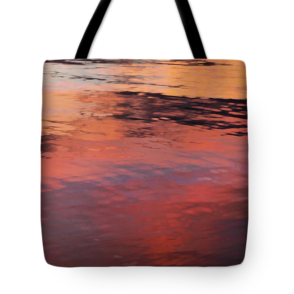 Theresa Tahara Tote Bag featuring the photograph Sunset On Water by Theresa Tahara