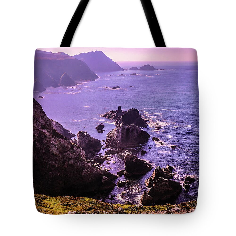 Ireland Rocks Tote Bag featuring the photograph Sunset over Glenlough Ireland by Lexa Harpell