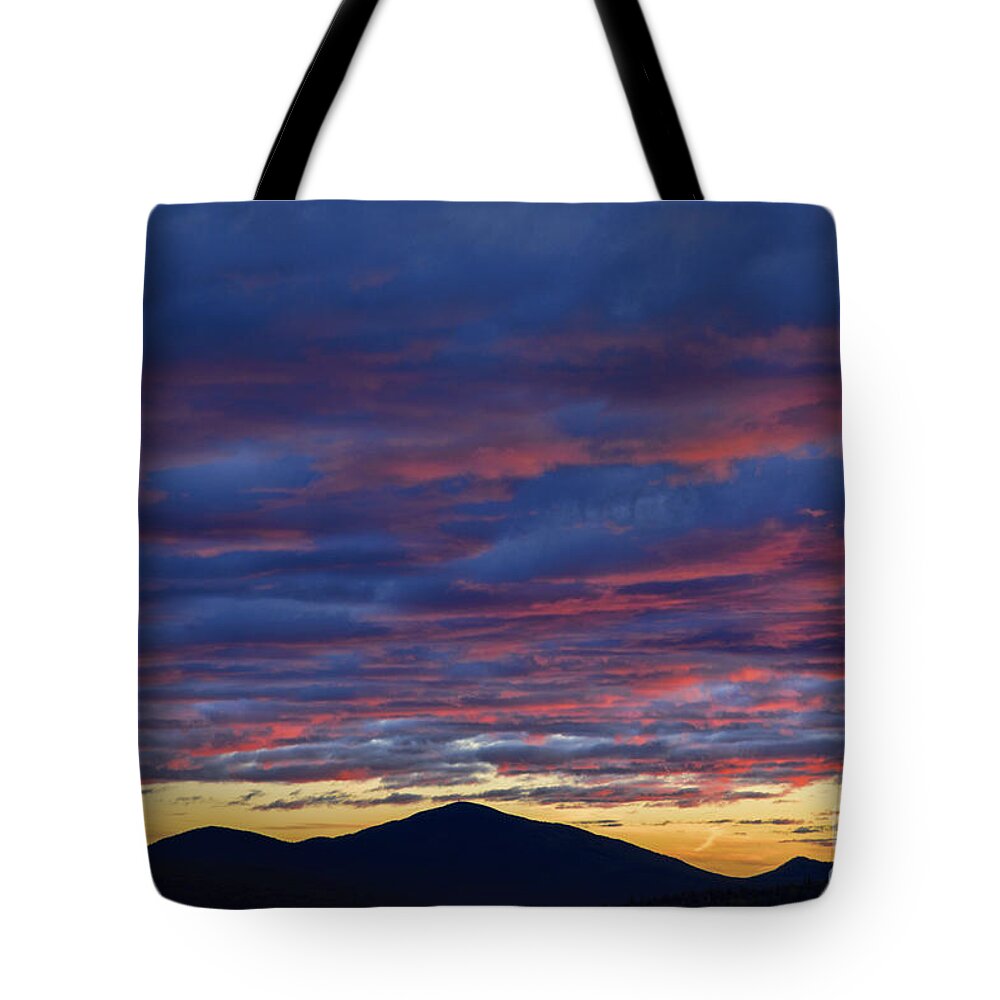 Mount Blue Tote Bag featuring the photograph Sunset over Mount Blue by Alana Ranney