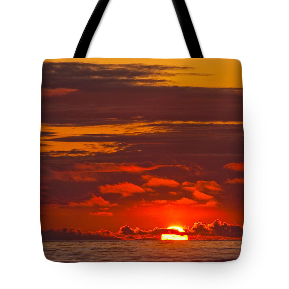 Beach Tote Bag featuring the photograph Sunset Over the Pacific Ocean by Jeff Goulden