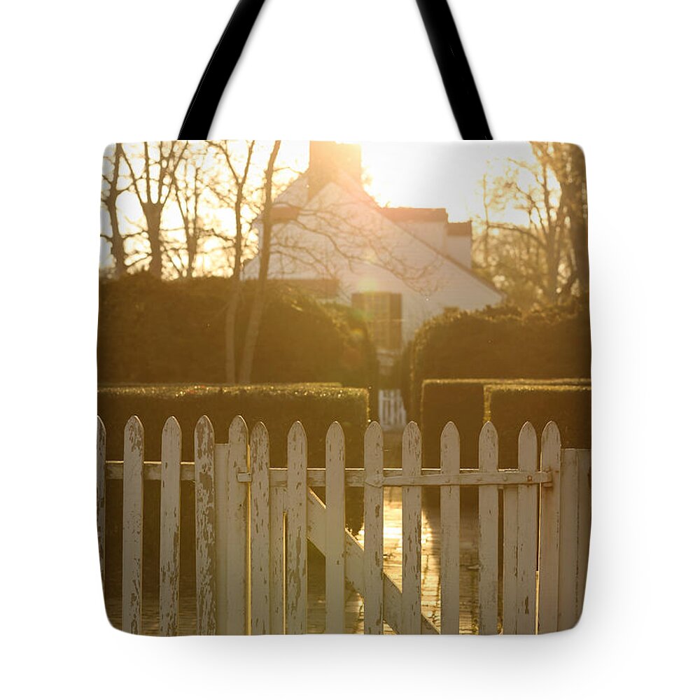 Colonial Williamsburg Tote Bag featuring the photograph Sunset Over Williamsburg by Rachel Morrison