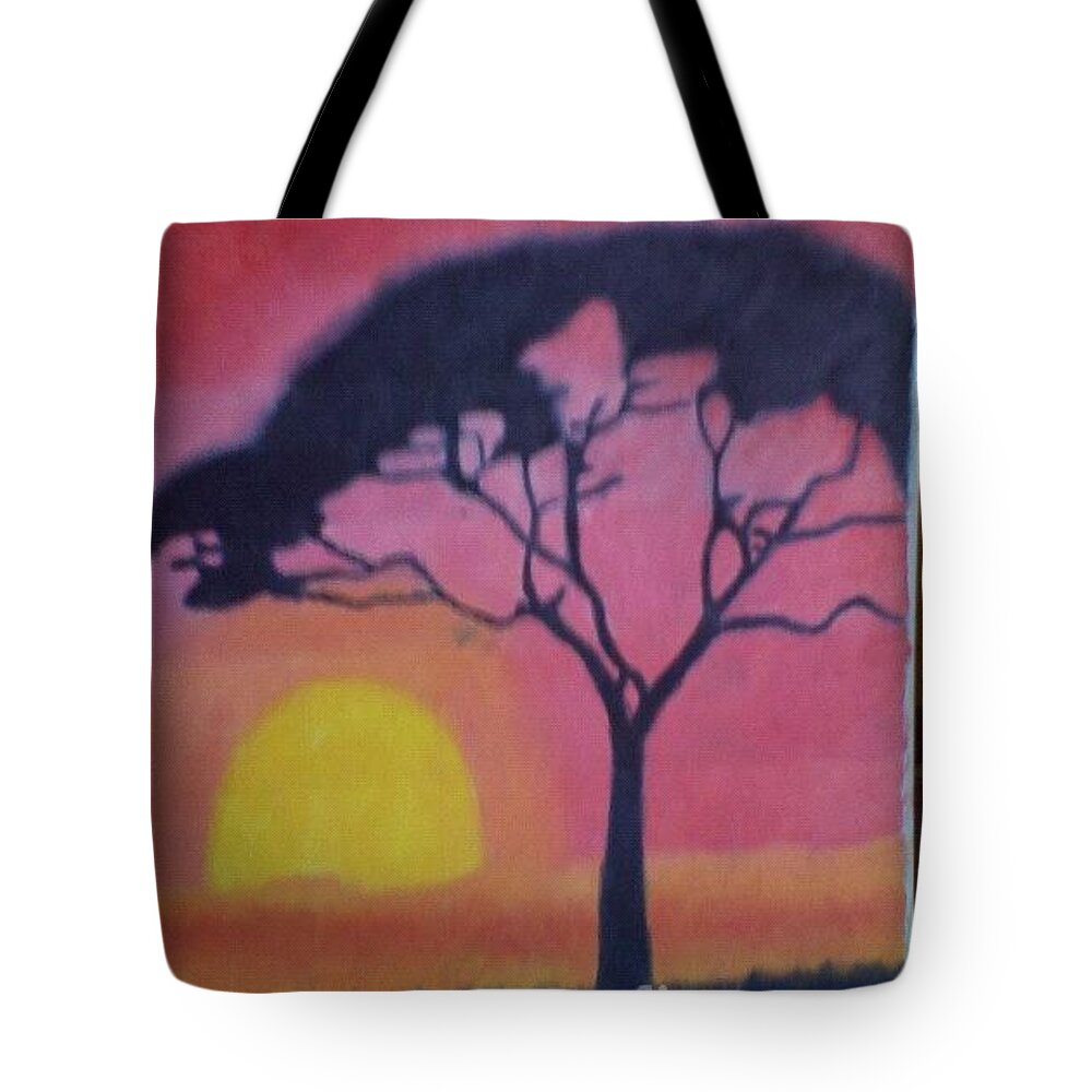  Tote Bag featuring the painting Sunset paintings by Washington Magua
