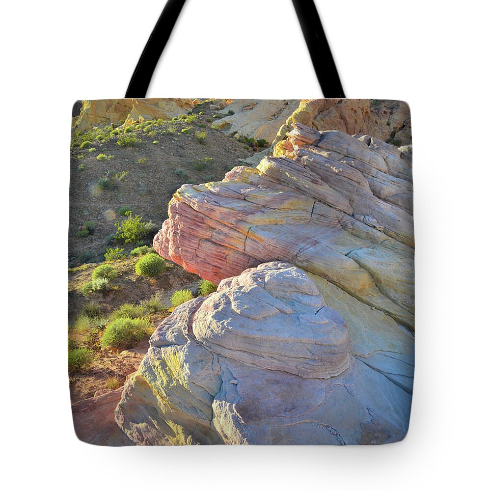 Valley Of Fire State Park Tote Bag featuring the photograph Sunset Pastels in Valley of Fire by Ray Mathis