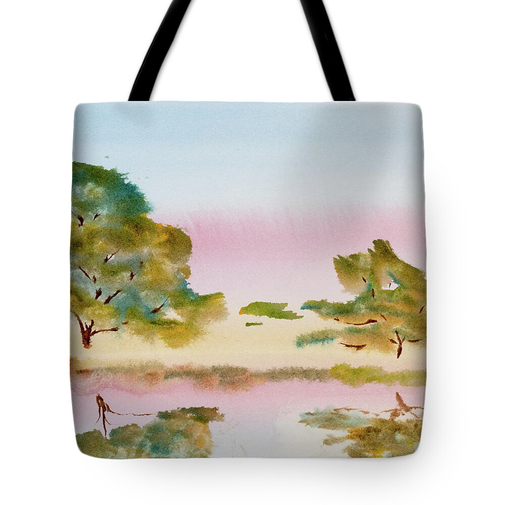 Afternoon Tote Bag featuring the painting Reflections at Sunrise by Dorothy Darden