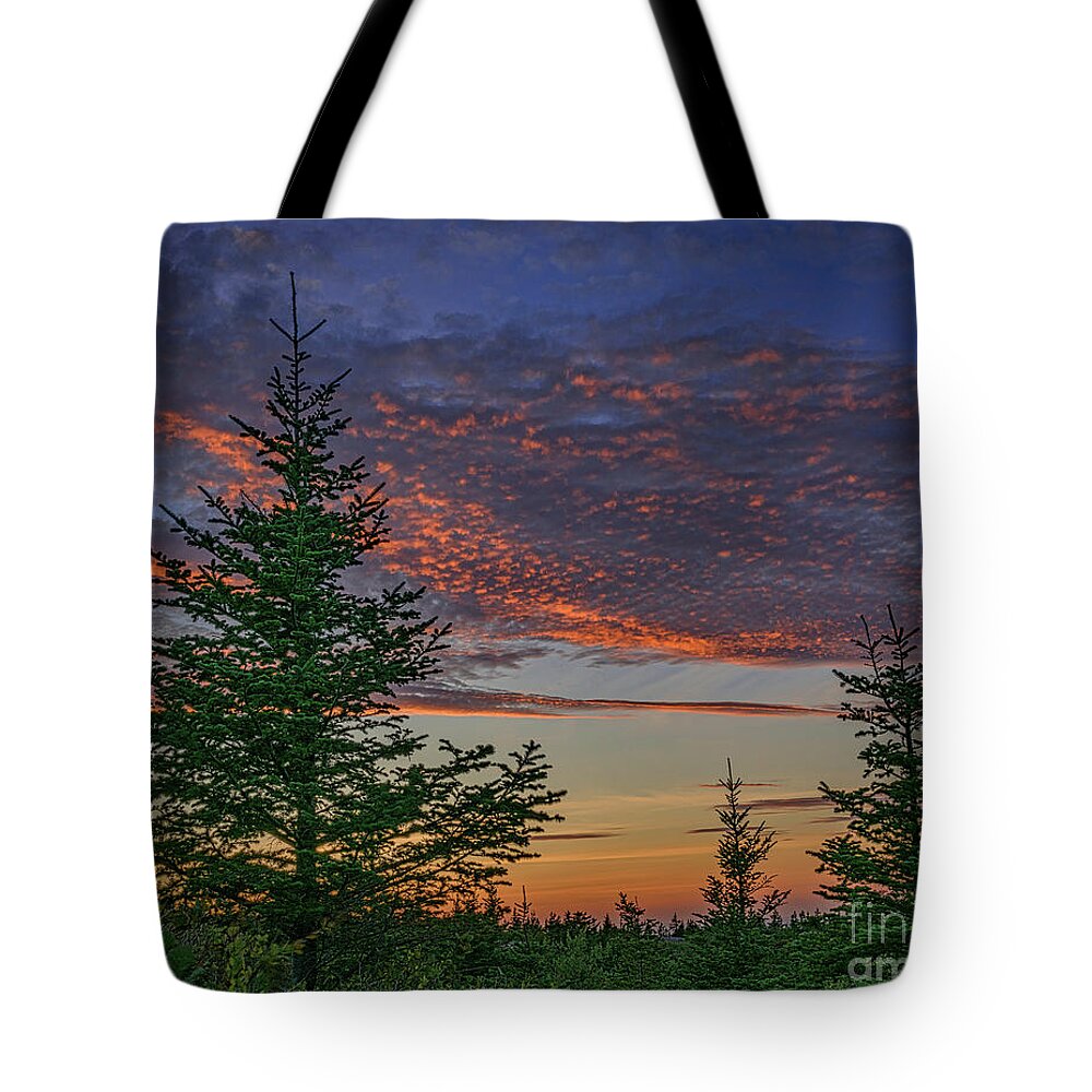 Acadia Tote Bag featuring the photograph Sunset sky over Cadillac Mountain by Izet Kapetanovic