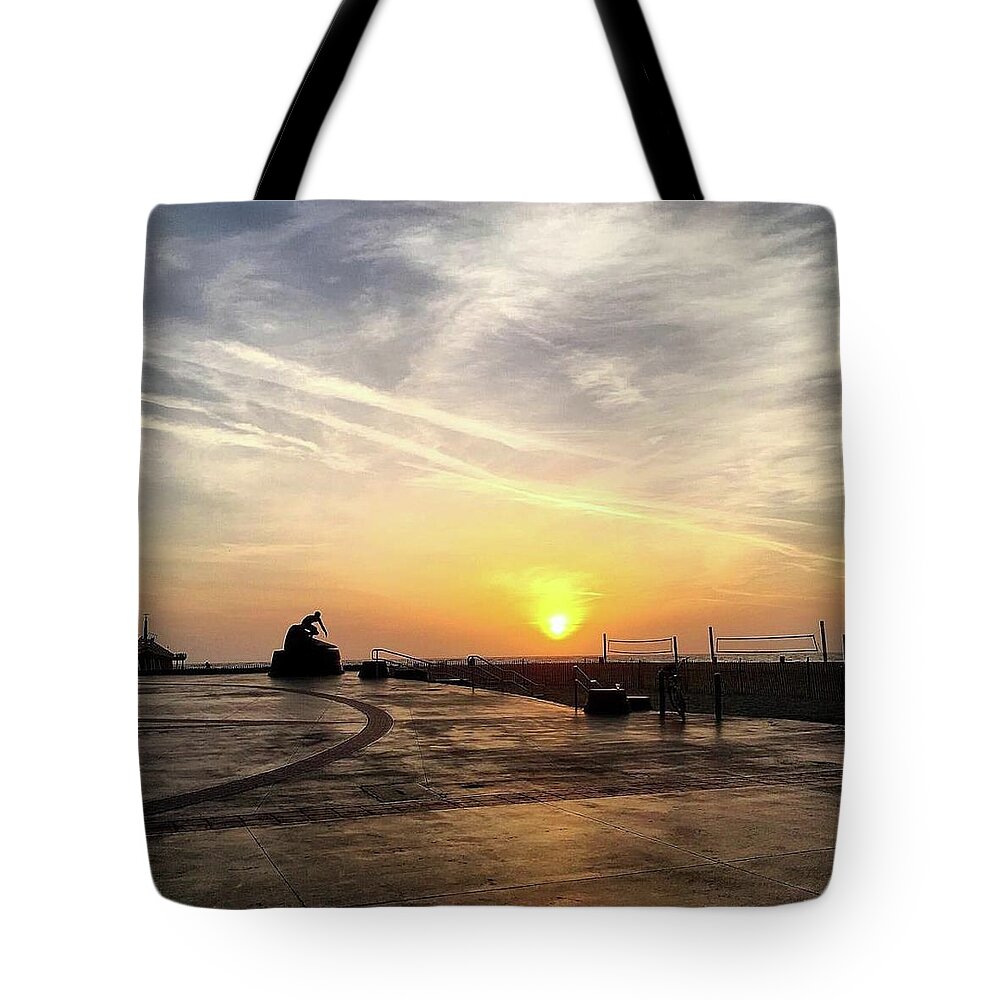 California Tote Bag featuring the photograph Sunset Surfer by Nancy Ann Healy