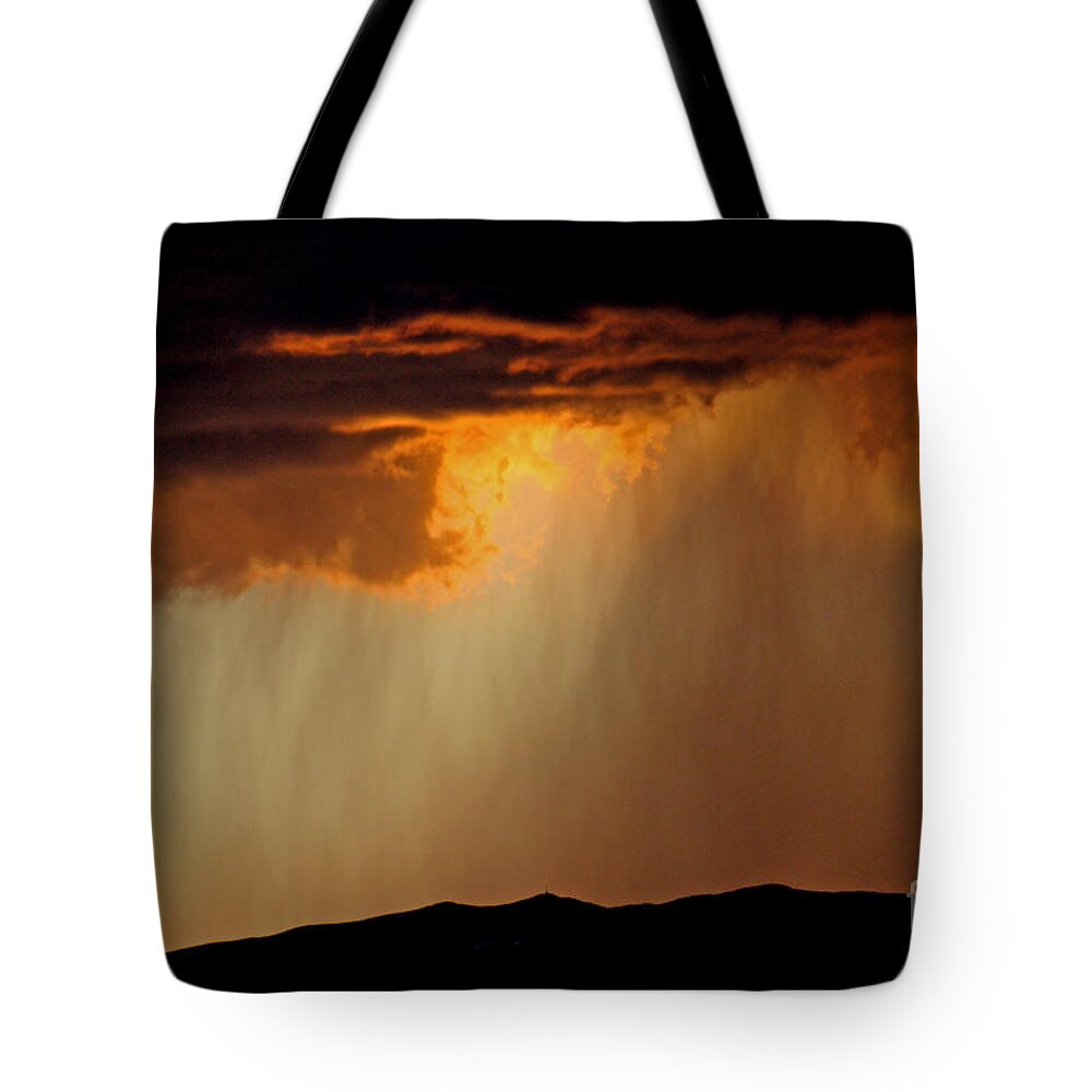 Thunderstorms Tote Bag featuring the photograph Sunset Thunderstorm by John Langdon