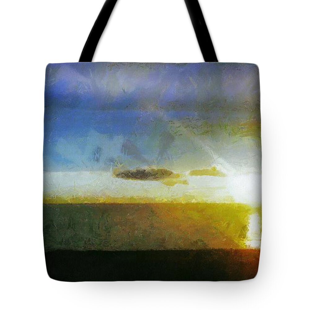 Canadian Tote Bag featuring the painting Sunset Under the Clouds by Jeffrey Kolker