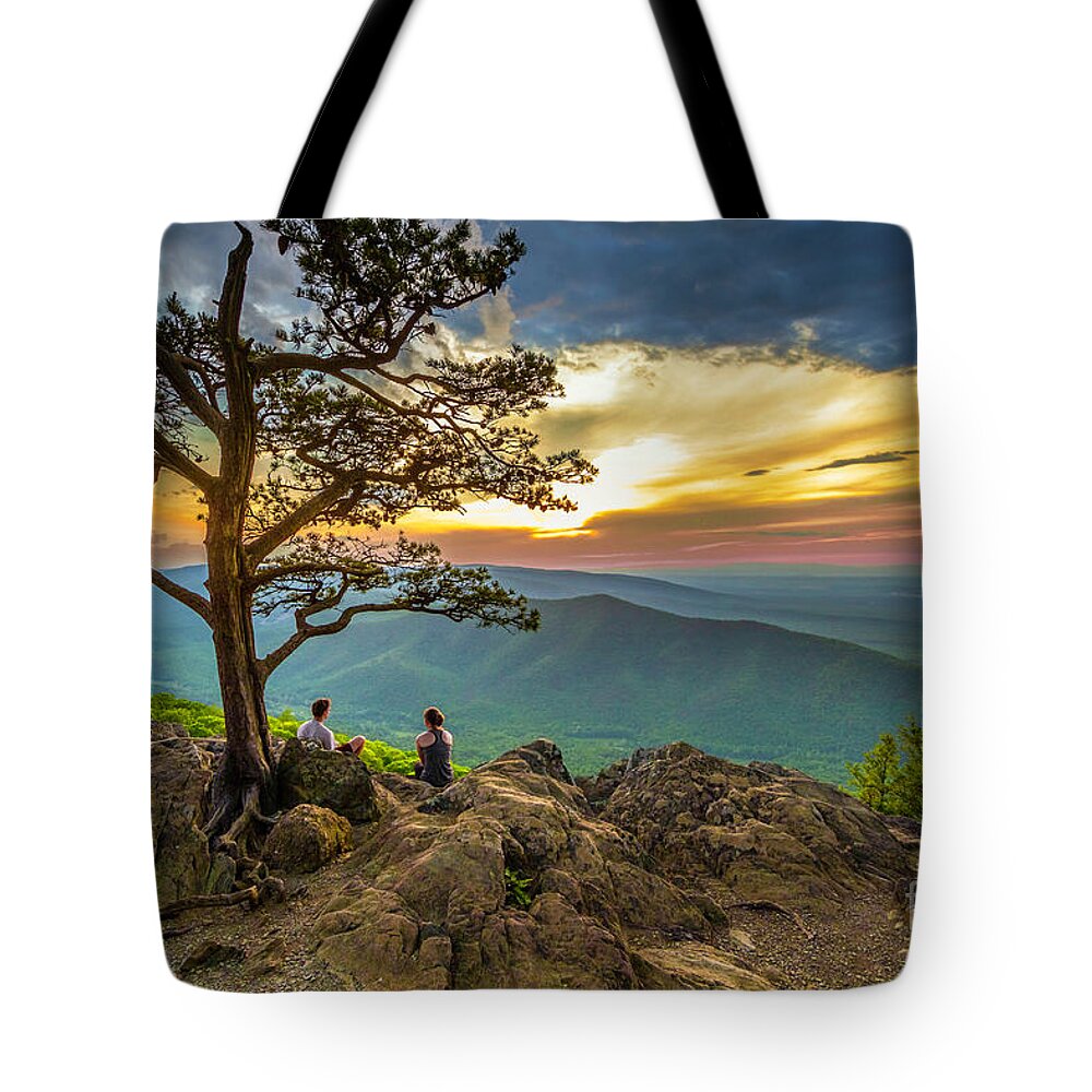 Sunset Tote Bag featuring the photograph Sunset View at Ravens Roost by Karen Jorstad