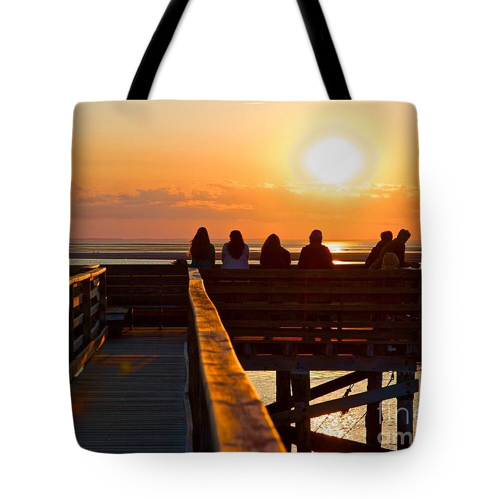 Grays Beach Tote Bag featuring the photograph Sunset Watching at Grays Beach Boardwalk by Amazing Jules