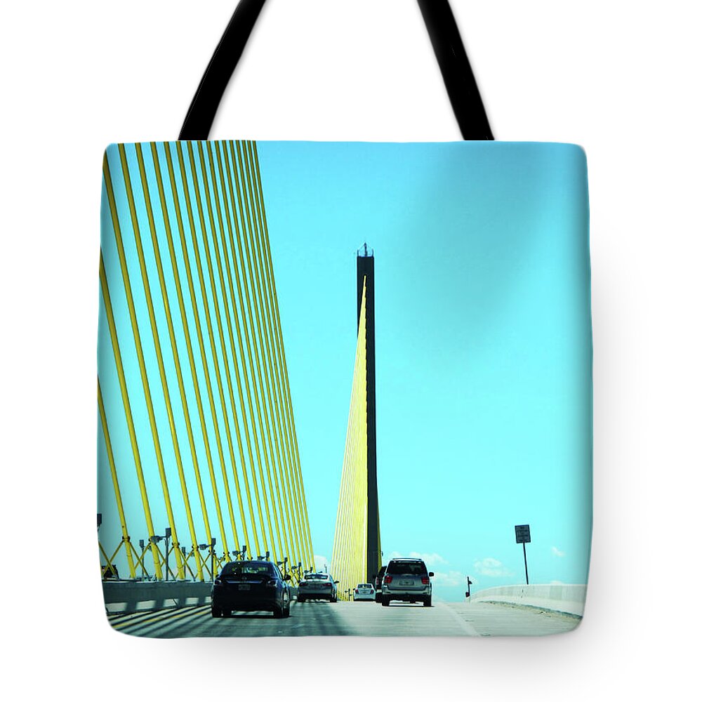 Sunshine Tote Bag featuring the photograph Sunshine Skyway Bridge Tampa Bay by Marilyn Hunt