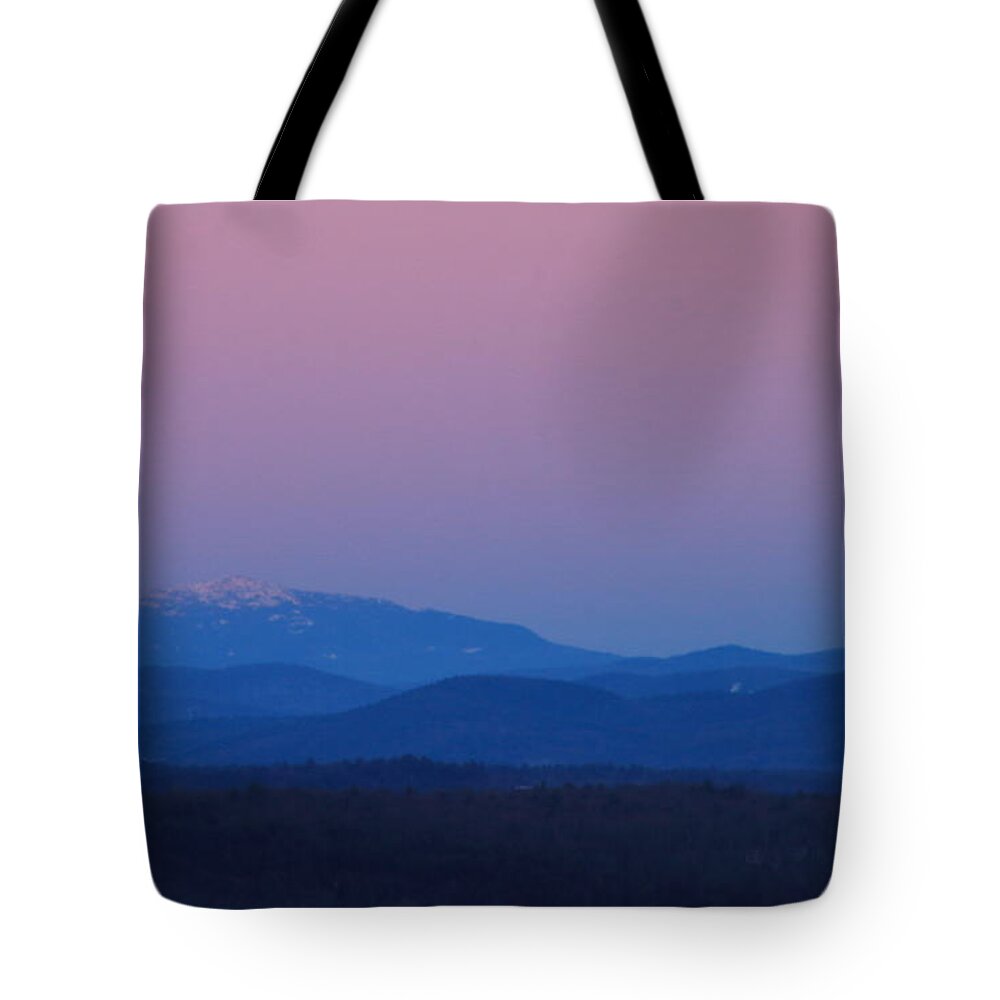 Moon Tote Bag featuring the photograph Super Moon and Mount Monadnock by John Burk