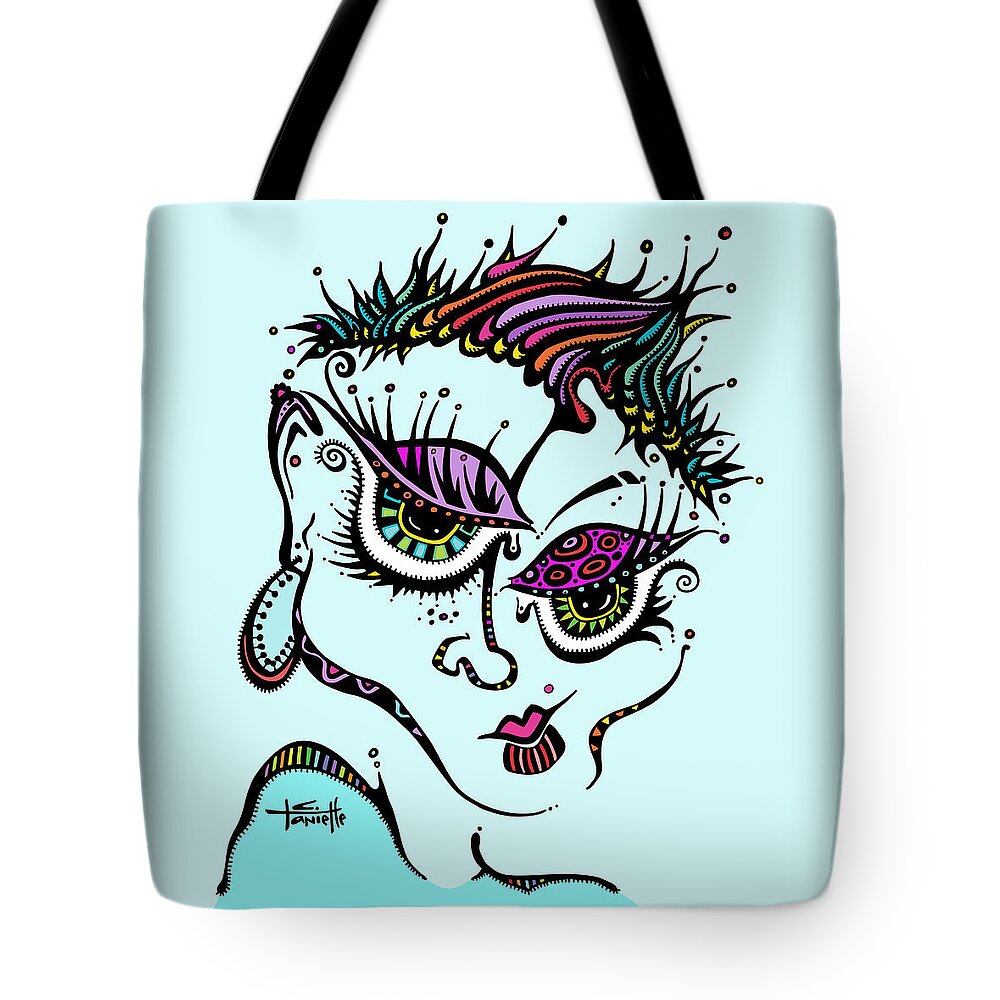 Color Added To Black And White Drawing Of Woman Tote Bag featuring the digital art Superfly by Tanielle Childers