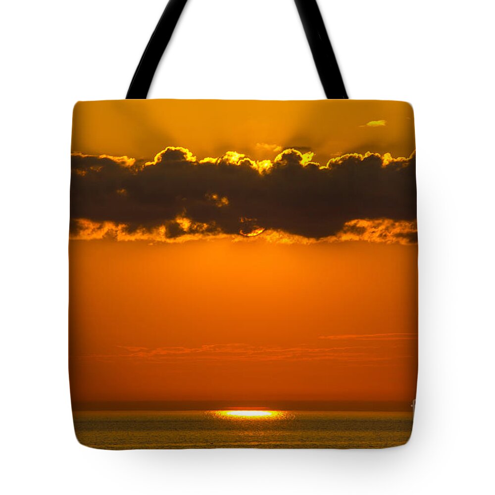 Lake Superior Tote Bag featuring the photograph Superior Sunset by CJ Benson