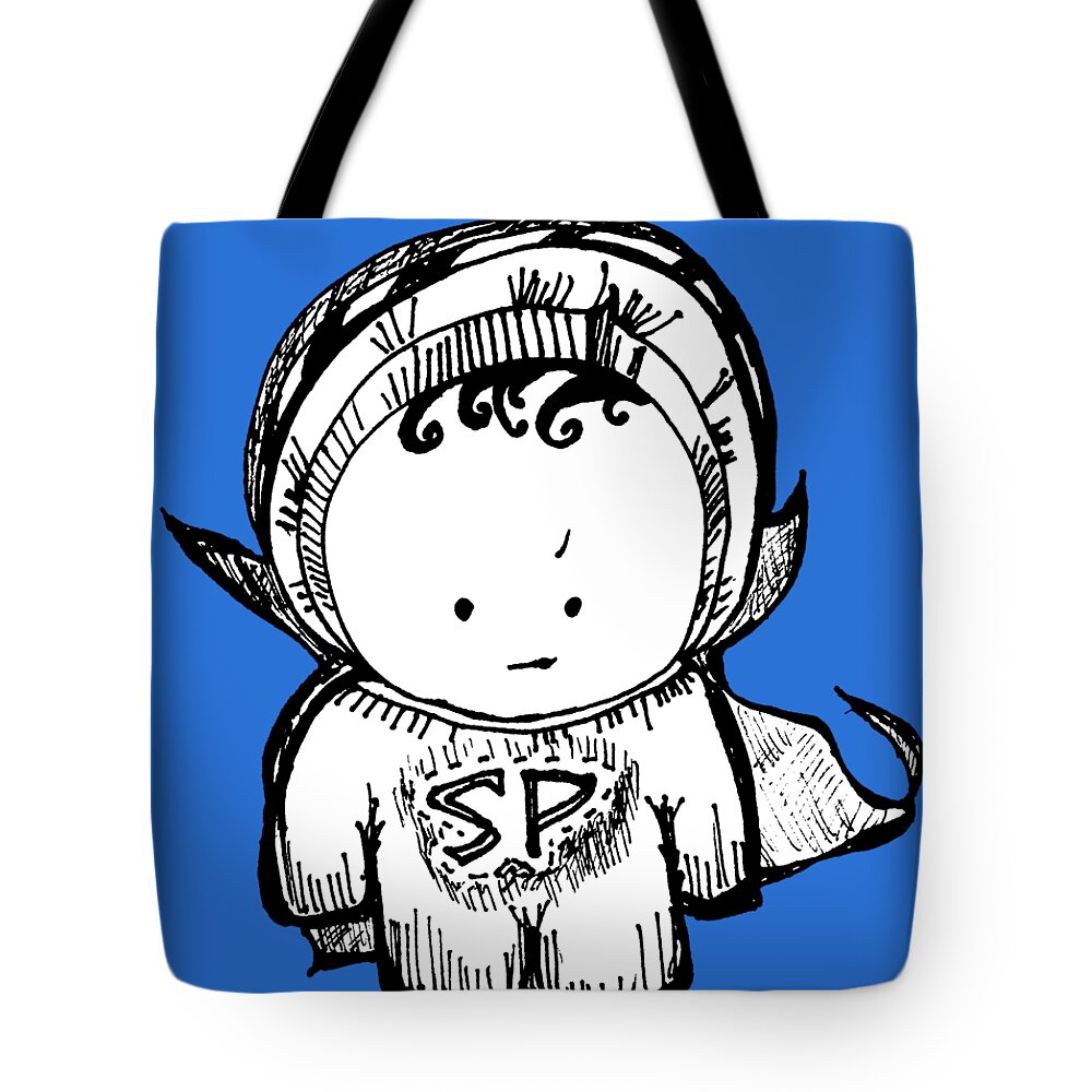 Grumpypants Tote Bag featuring the drawing Superpants by Unhinged Artistry