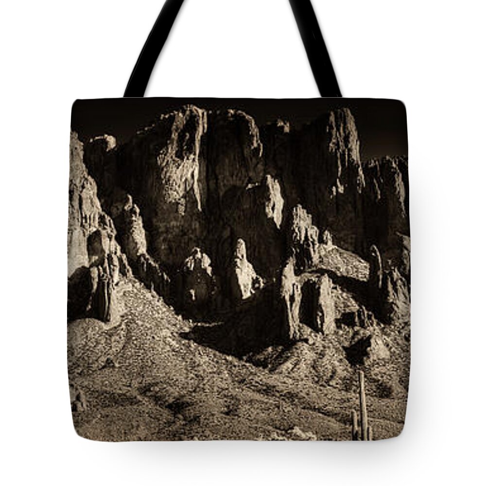 Arizona Tote Bag featuring the photograph Superstition Mountain by Roger Passman