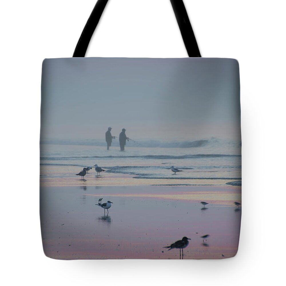 Surf Tote Bag featuring the photograph Surf Fishing in Wildwood by Bill Cannon